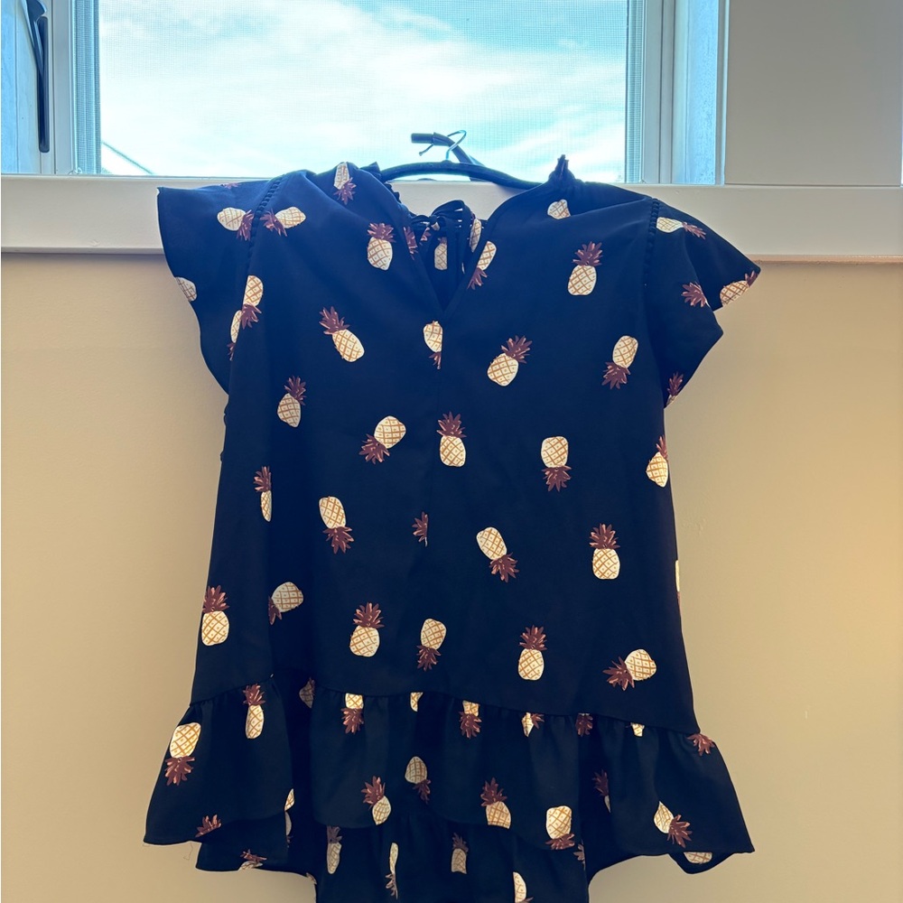 Kate Spade Black Top with Pineapple Design